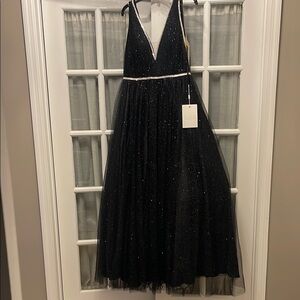 Mac Duggal Black Glitter Evening Dress